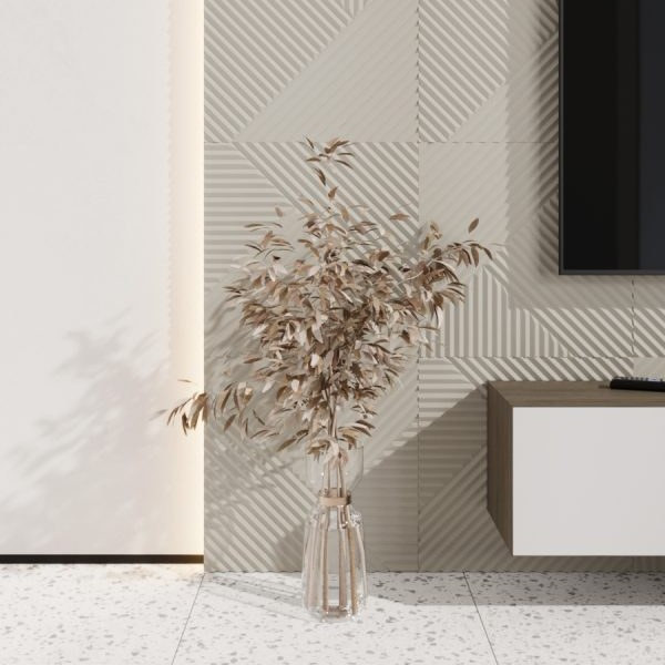 Стеновая квадратная панель Пирамида Слоновая кость Ликорн 